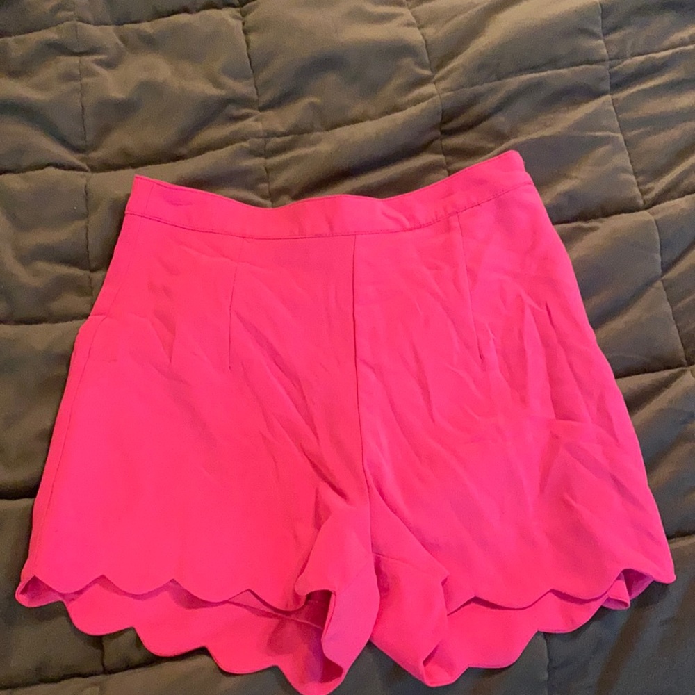 Hot pink scalloped shorts